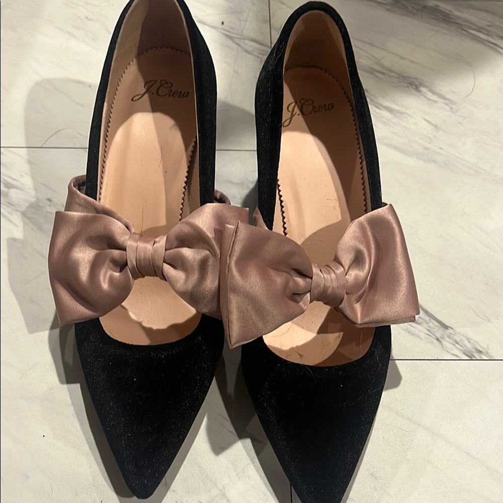 J. Crew Pink and Black Heels with Bow